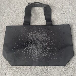 Victoria's Secret Black Large Tote with Silver Accents